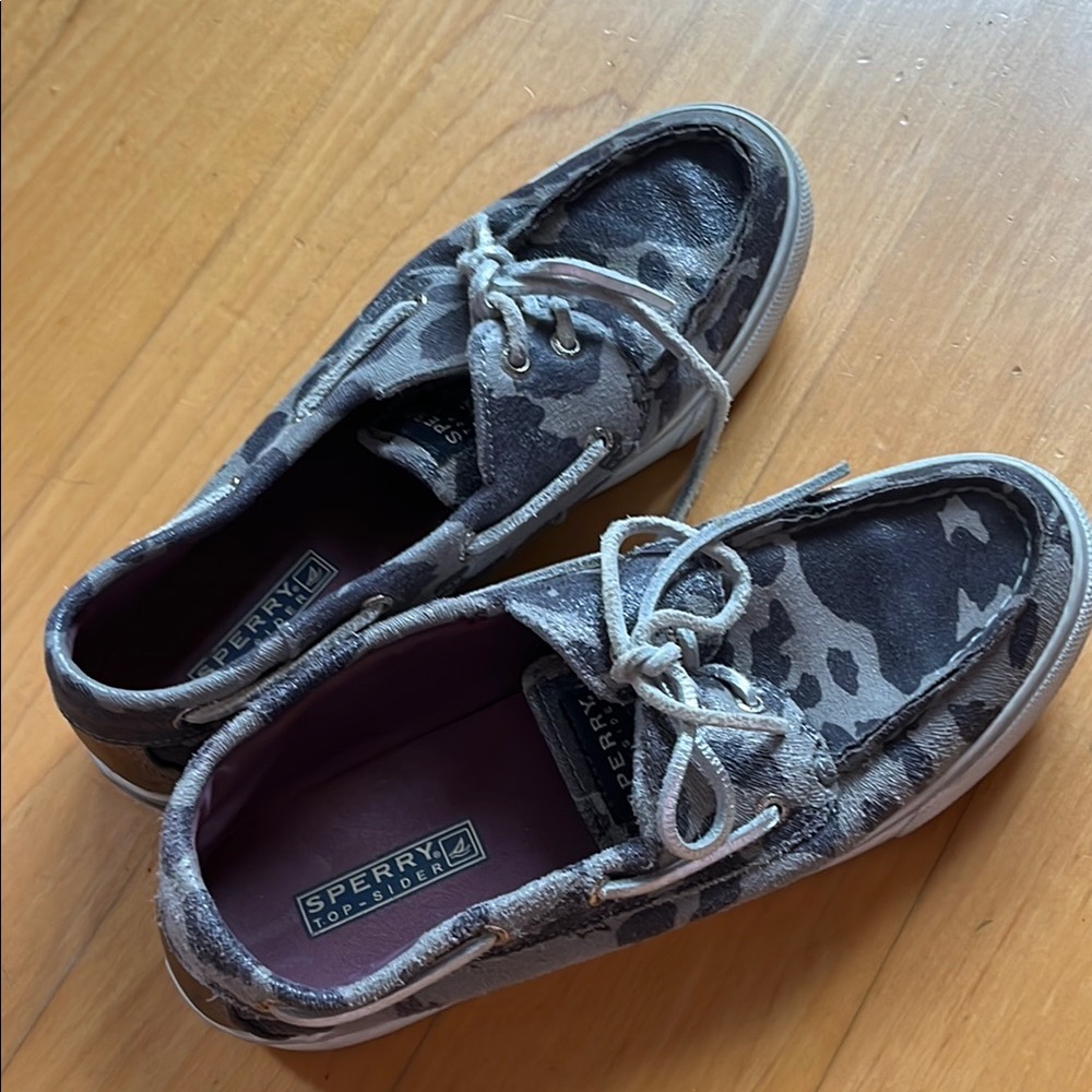 Sperry Womens Camo Gray Boat Shoes, size 8